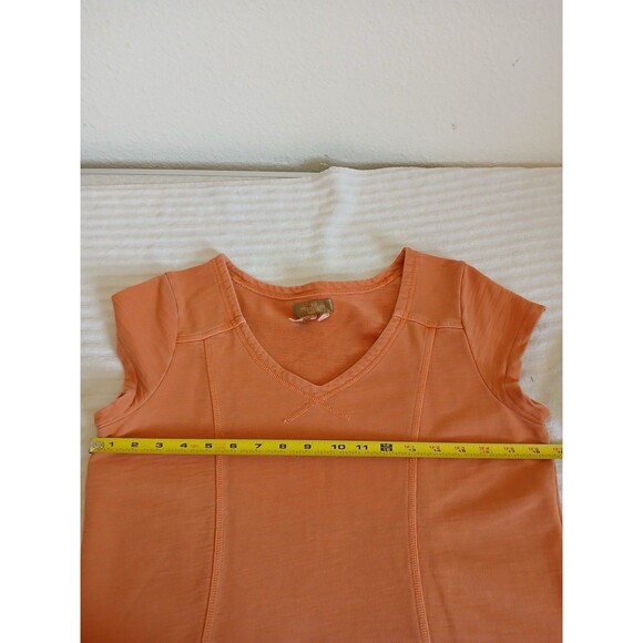 THE TERRITORY AHEAD Womens Dress‎ M  100% Cotton Orange Short Sleeve V-Neck Midi - Picture 12 of 16
